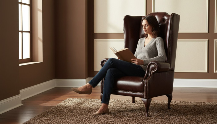 Wingback armchair armchair TV design upholstery sofa couch Chesterfield leather new 348