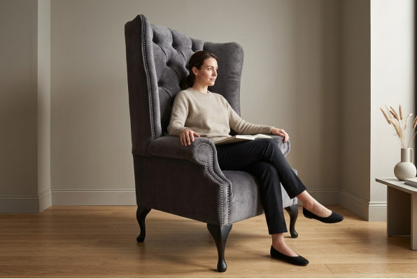 Wingback Armchair Armchair TV Design Upholster Sofa Couch Chesterfield Textile New 351