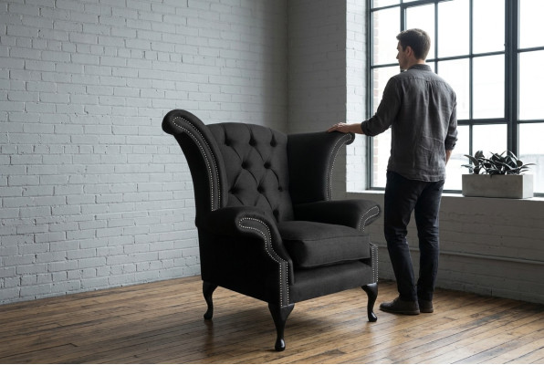 Wingback armchair armchair TV design upholstered sofa couch Chesterfield fabric new 353