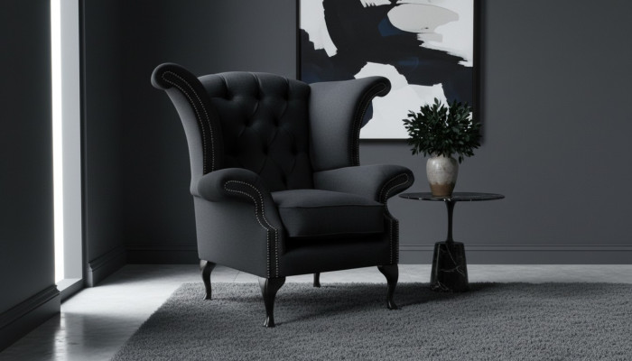 Wingback armchair armchair TV design upholstered sofa couch Chesterfield fabric new 353