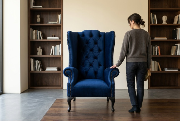 Wingback armchair armchair television design upholstery sofa couch Chesterfield textile new 355