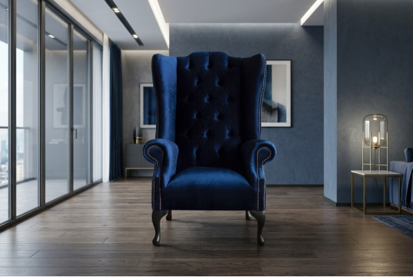 Wingback armchair armchair television design upholstery sofa couch Chesterfield textile new 355