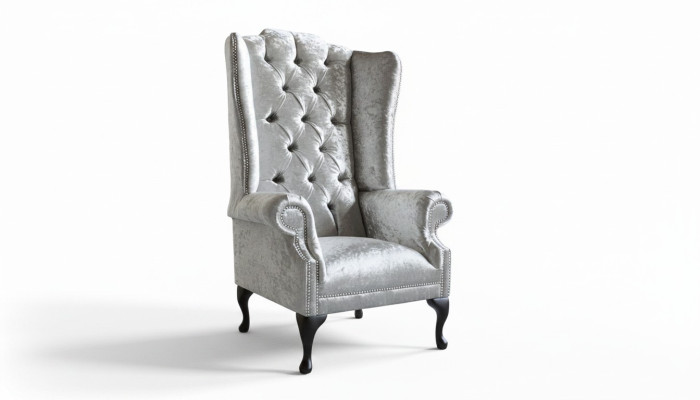 Wingback armchair design upholstered sofa couch Chesterfield textile new 358