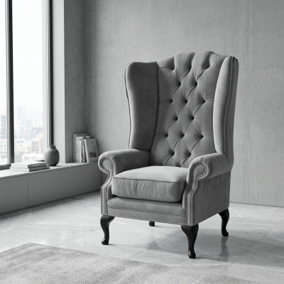 Wingback armchair recliner TV design upholstered sofa couch Chesterfield textile new 360