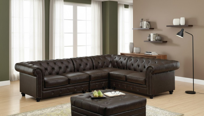 Chesterfield corner sofa couch leather sofa upholstered corner couch suite design #336