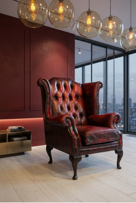 Wingback armchair chair TV design upholstery sofa couch Chesterfield textile new 342