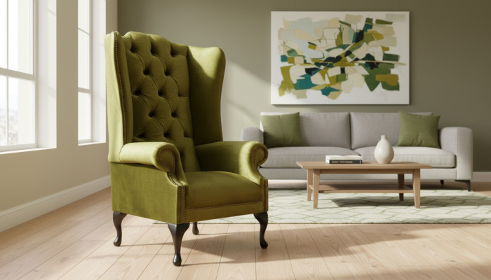 Wingback armchair armchair TV design upholstered sofa couch Chesterfield textile new 343